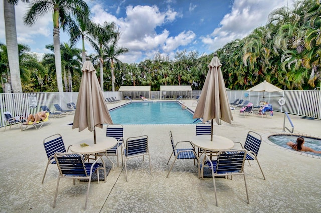 view of pool featuring a patio area