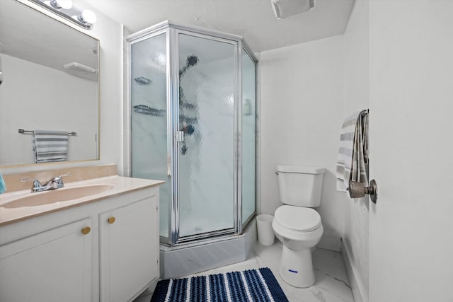 full bathroom featuring vanity, toilet, and combined bath / shower with glass door