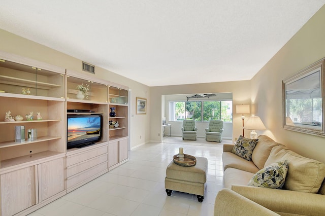 view of tiled living room