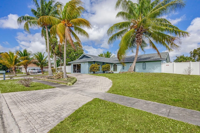 view of front of house featuring a front lawn