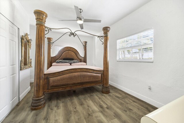 331 NW 1st Ave, Boynton Beach, FL 33435 - bedroom with ceiling fan and dark hardwood / wood-style flooring
