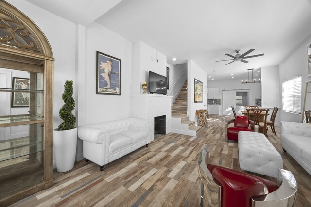 331 NW 1st Ave, Boynton Beach, FL 33435 - living room with hardwood / wood-style floors and ceiling fan