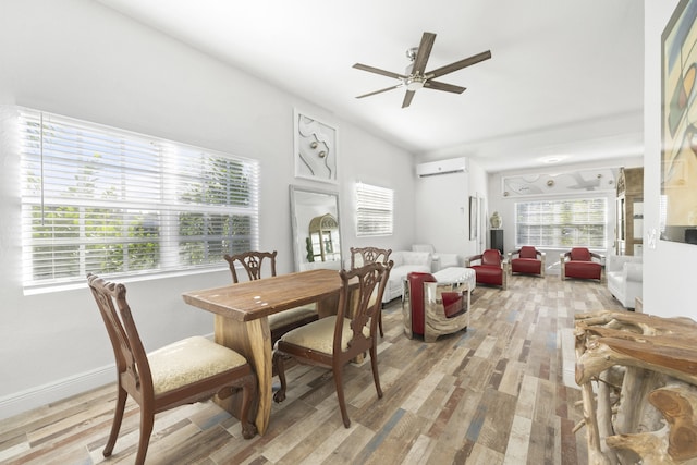331 NW 1st Ave, Boynton Beach, FL 33435 - dining room with hardwood / wood-style flooring, ceiling fan, and a wall mounted air conditioner
