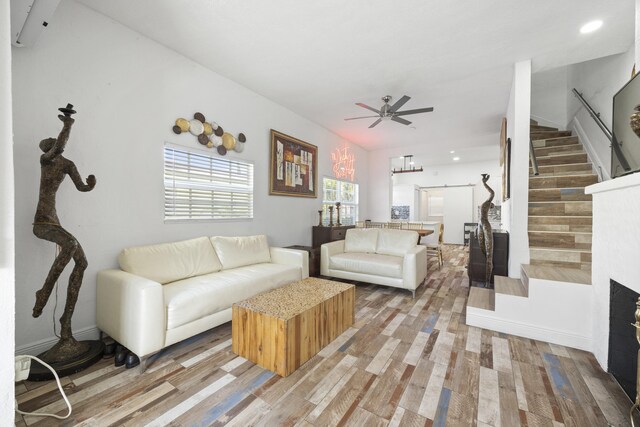 331 NW 1st Ave, Boynton Beach, FL 33435 - living room featuring wood-type flooring and ceiling fan