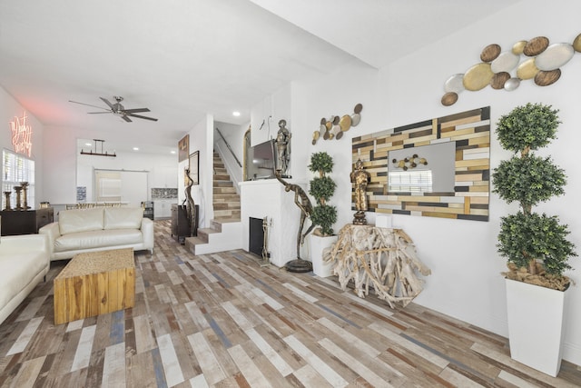 331 NW 1st Ave, Boynton Beach, FL 33435 - living room with ceiling fan and light hardwood / wood-style flooring