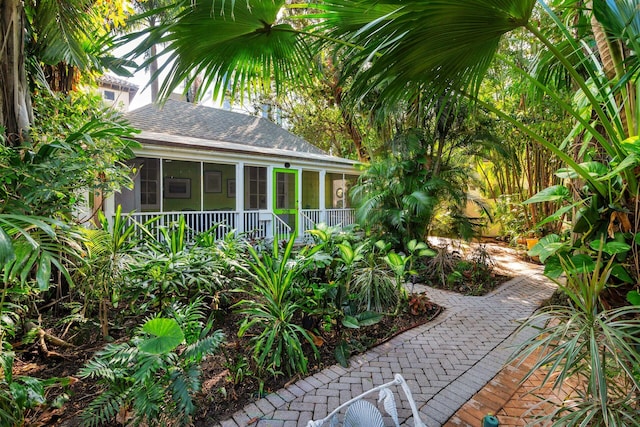 view of yard featuring a sunroom