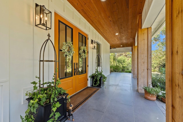 view of exterior entry with french doors