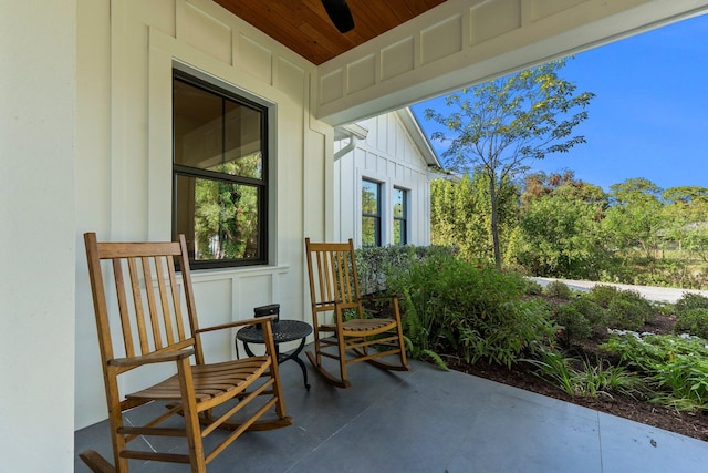 view of patio / terrace with ceiling fan