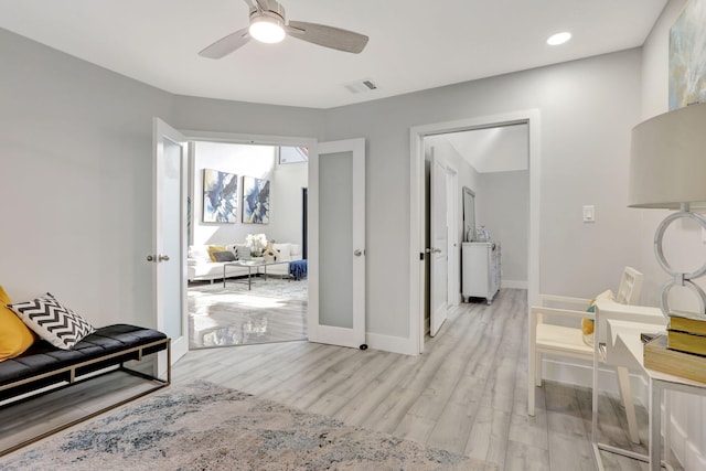 interior space with light hardwood / wood-style floors