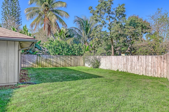 view of yard featuring a fenced backyard