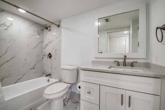 7281 Amberly Ln Unit 306, Delray Beach, FL 33446 - full bath with marble look tile flooring, vanity, toilet, and  shower combination