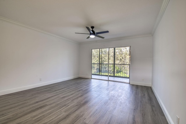 7281 Amberly Ln Unit 306, Delray Beach, FL 33446 - unfurnished room with dark wood-style floors, a ceiling fan, baseboards, and ornamental molding