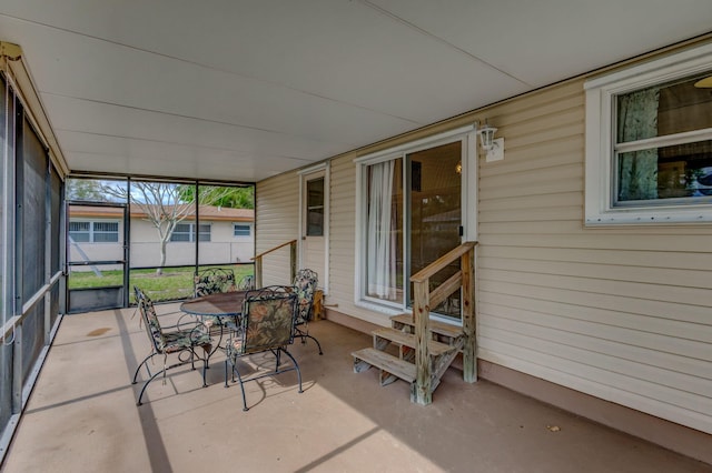 view of unfurnished sunroom