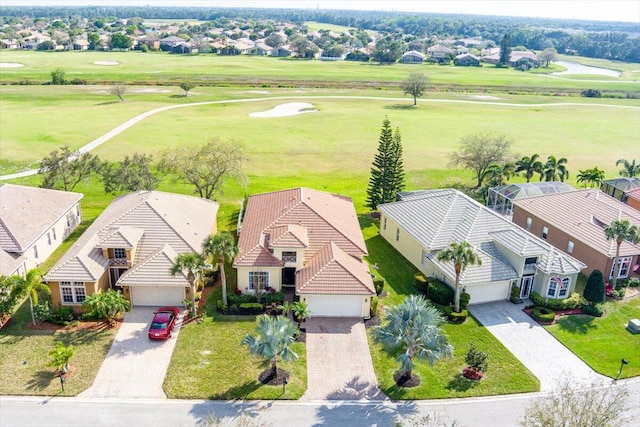 bird's eye view with a residential view and view of golf course