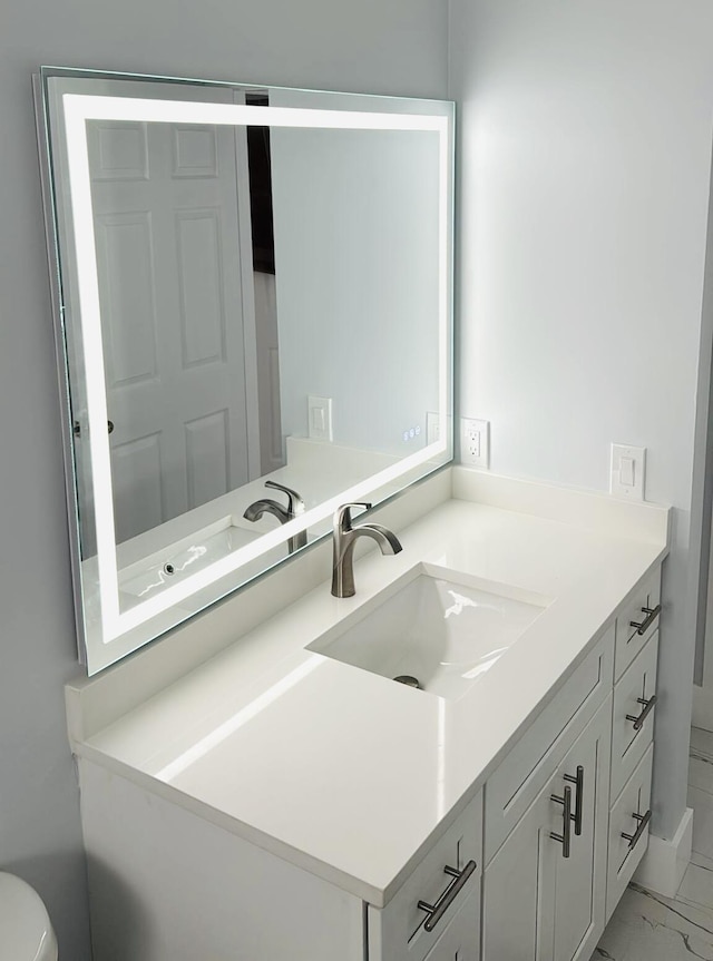 1001 Cape Cod Ter, Greenacres, FL 33413 - bathroom with marble look tiles, vanity, and toilet