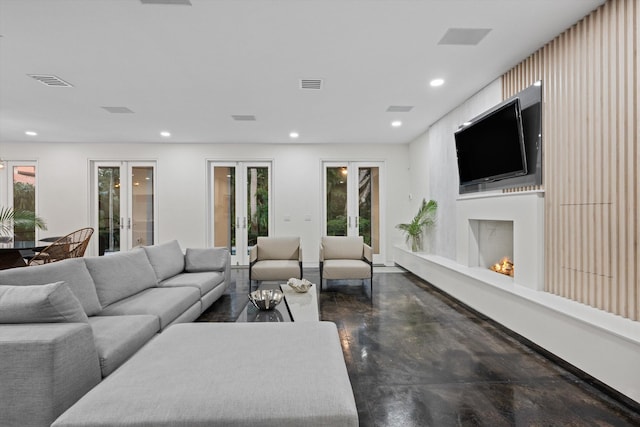 living room with french doors