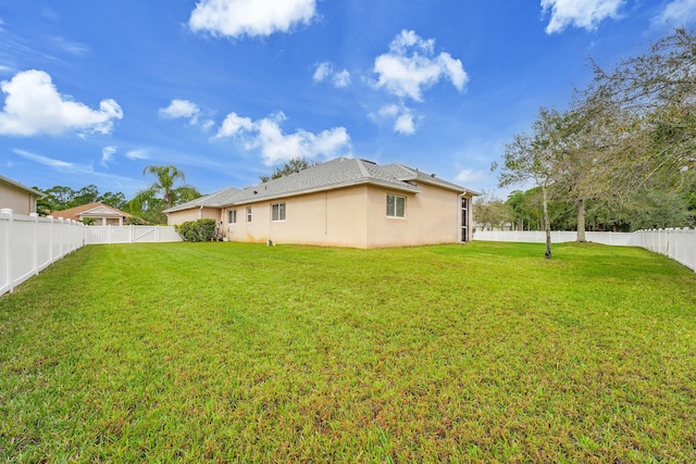 view of yard with a fenced backyard