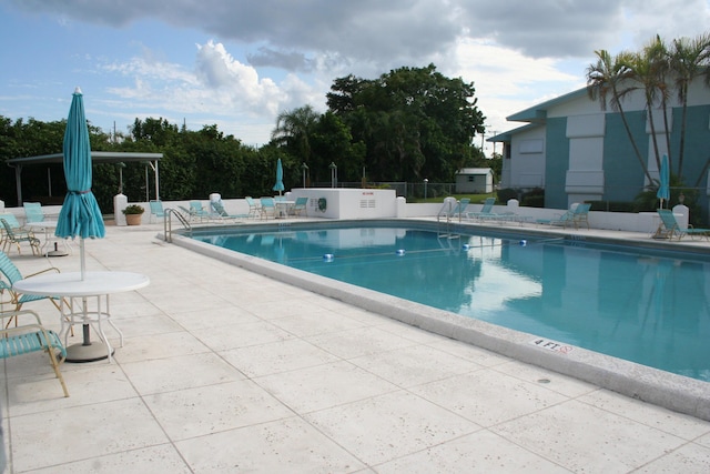 view of pool featuring a patio area