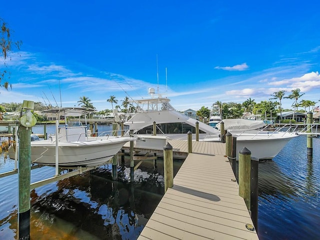 dock area featuring a water view and boat lift