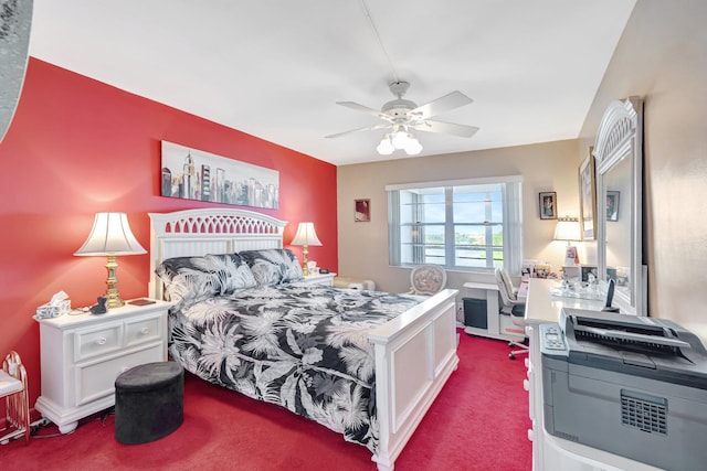 bedroom with carpet and ceiling fan