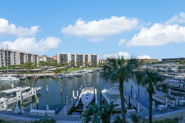 view of water feature featuring a dock