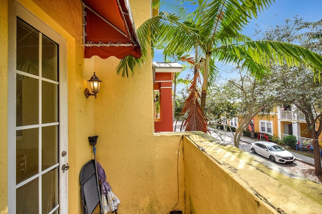 exterior space featuring stucco siding