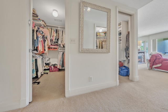 walk in closet with carpet flooring