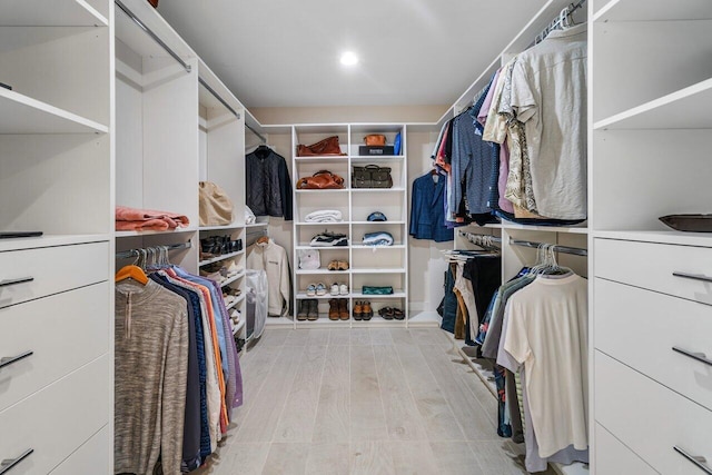 spacious closet with light wood-type flooring