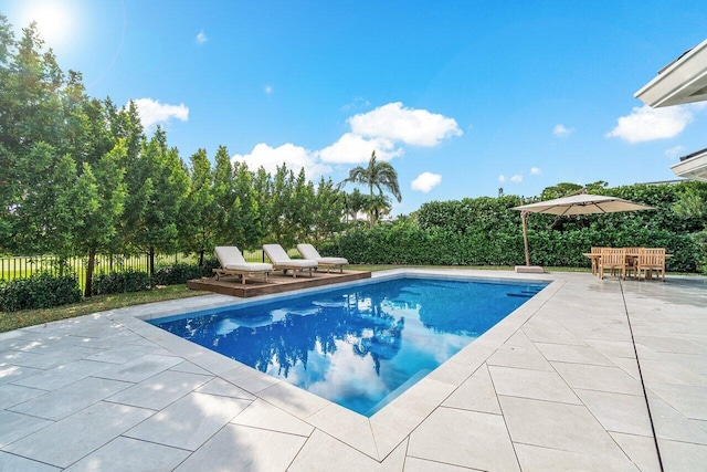 view of pool featuring a patio