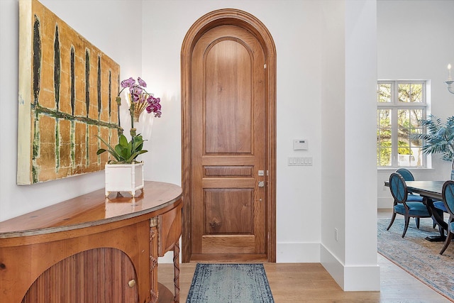 foyer with light hardwood / wood-style floors