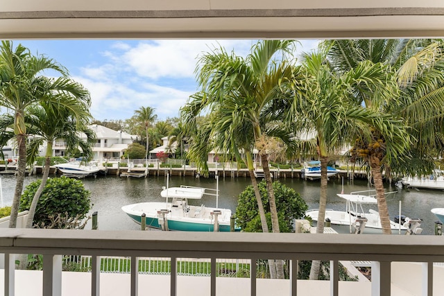 view of water feature featuring a boat dock