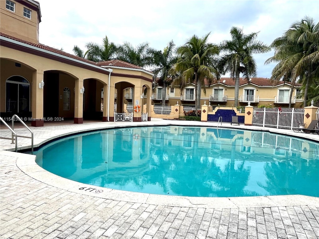 view of pool featuring a patio