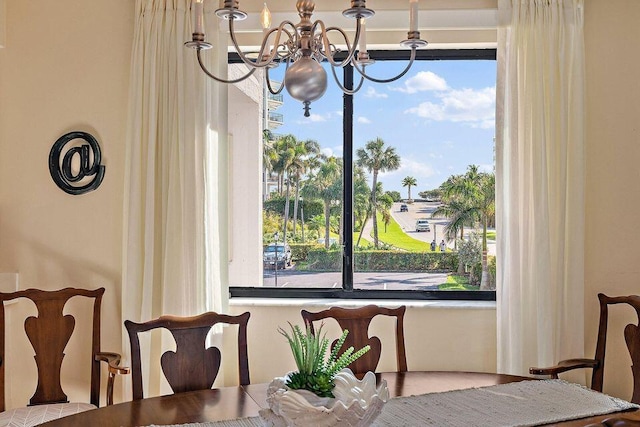 dining room featuring a chandelier and plenty of natural light