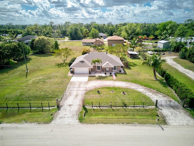 drone / aerial view with a rural view