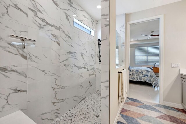 9633 Mosler Trl, Lake Worth, FL 33467 - ensuite bathroom with a marble finish shower, healthy amount of natural light, vanity, and recessed lighting