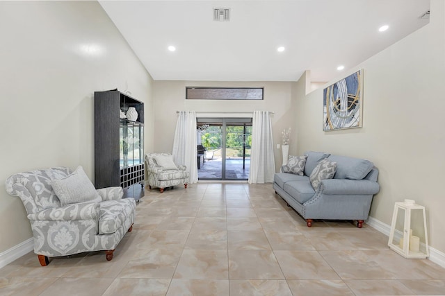 interior space featuring light tile patterned floors