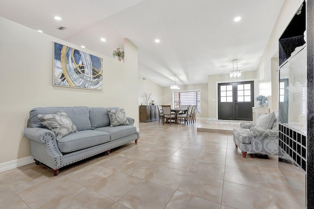 view of tiled living room