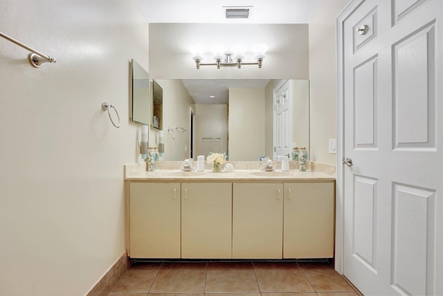 bathroom with vanity and tile patterned floors