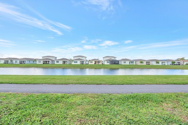 view of water feature with a residential view