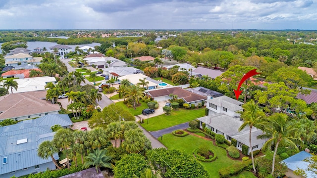 drone / aerial view with a residential view