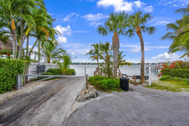 exterior space with a dock