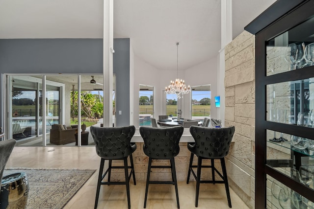 dining area with a chandelier