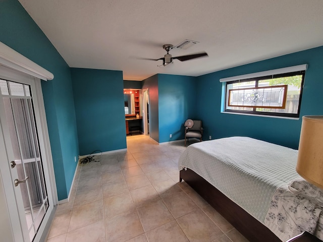1821 N 50th Ave, Hollywood, FL 33021 - bedroom featuring tile patterned floors, a ceiling fan, and baseboards