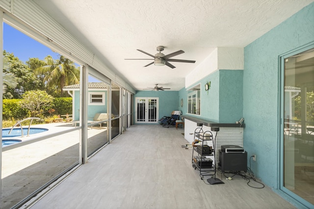 1821 N 50th Ave, Hollywood, FL 33021 - sunroom with ceiling fan, french doors, and healthy amount of natural light