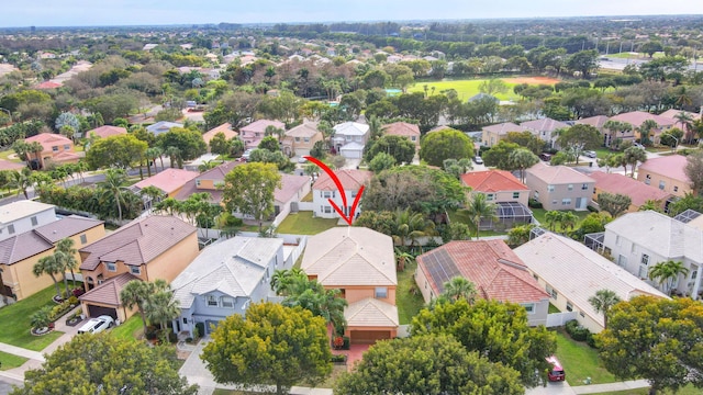 aerial view featuring a residential view