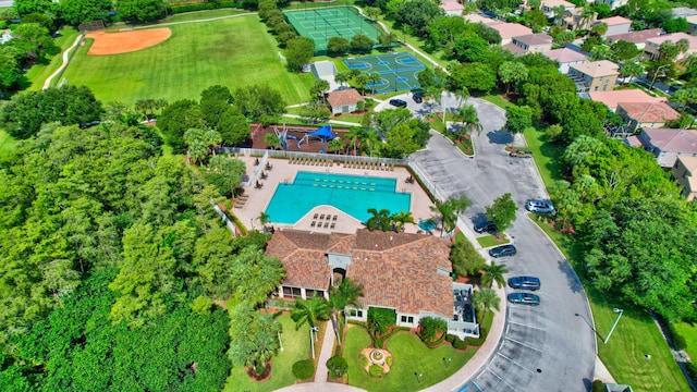 bird's eye view with a residential view