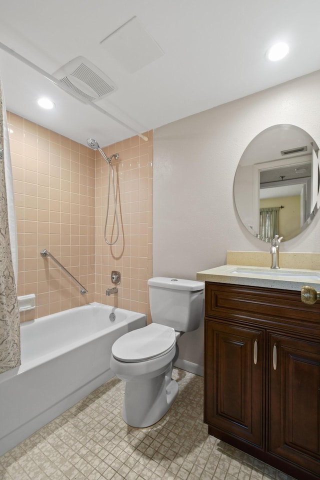 4640 Lucerne Lakes Blvd Unit 306, Lake Worth, FL 33467 - bathroom featuring shower / bathtub combination with curtain, toilet, vanity, and recessed lighting