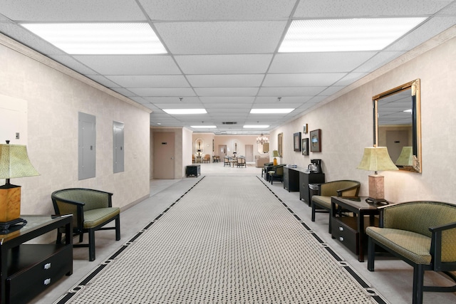 4640 Lucerne Lakes Blvd Unit 306, Lake Worth, FL 33467 - corridor with electric panel and a paneled ceiling