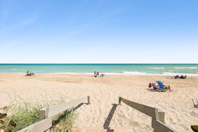 view of water feature featuring a view of the beach