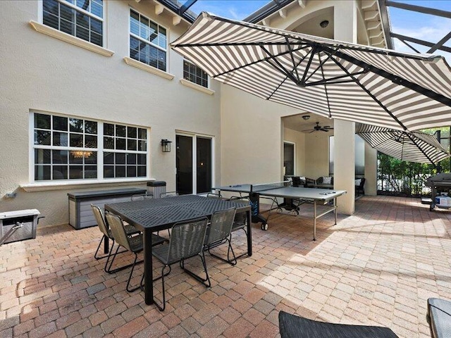 view of patio / terrace with ceiling fan